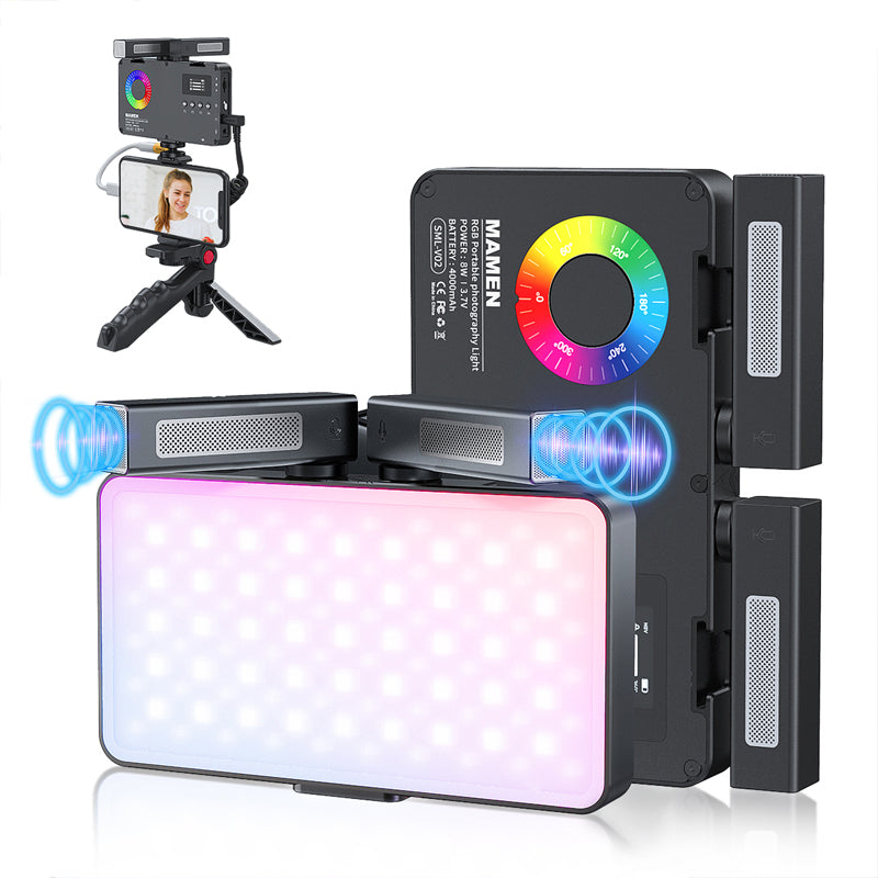 RGB protable photography light with microphone - selfieplanner