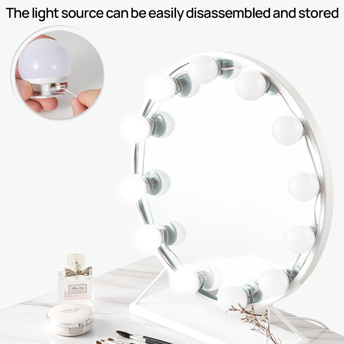 Light Makeup Mirror with 12 Dimmable Bulbs