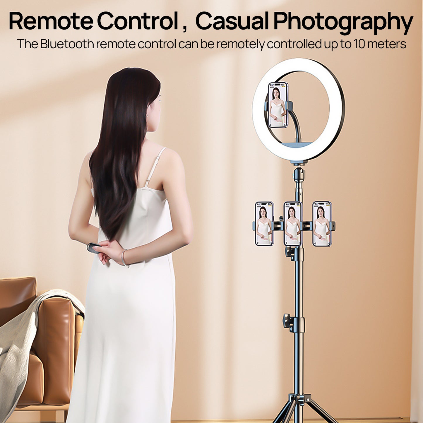 Ring light with stand for phone live streaming