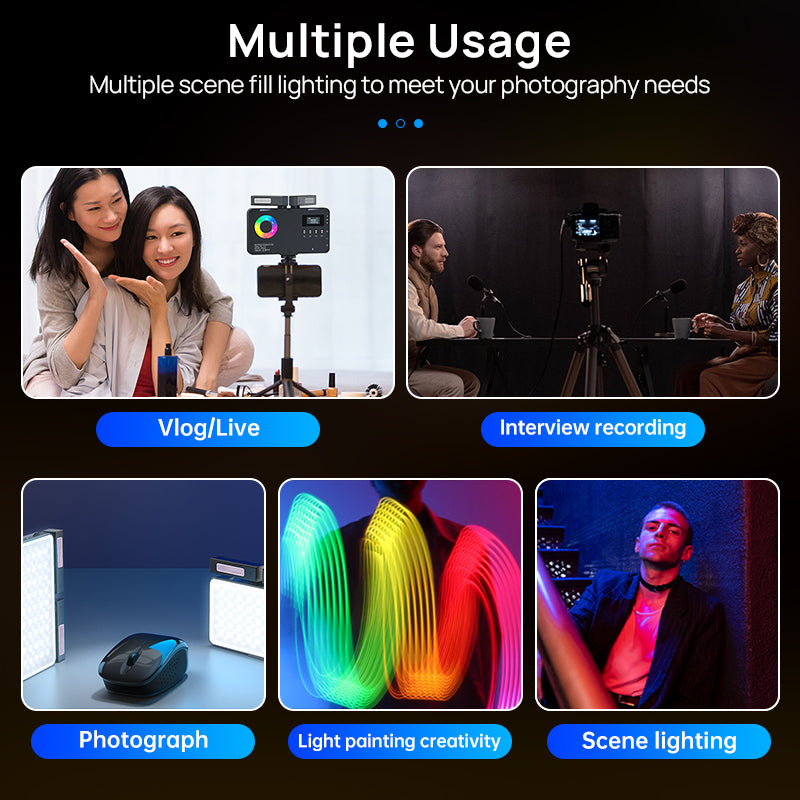 RGB protable photography light with microphone - selfieplanner