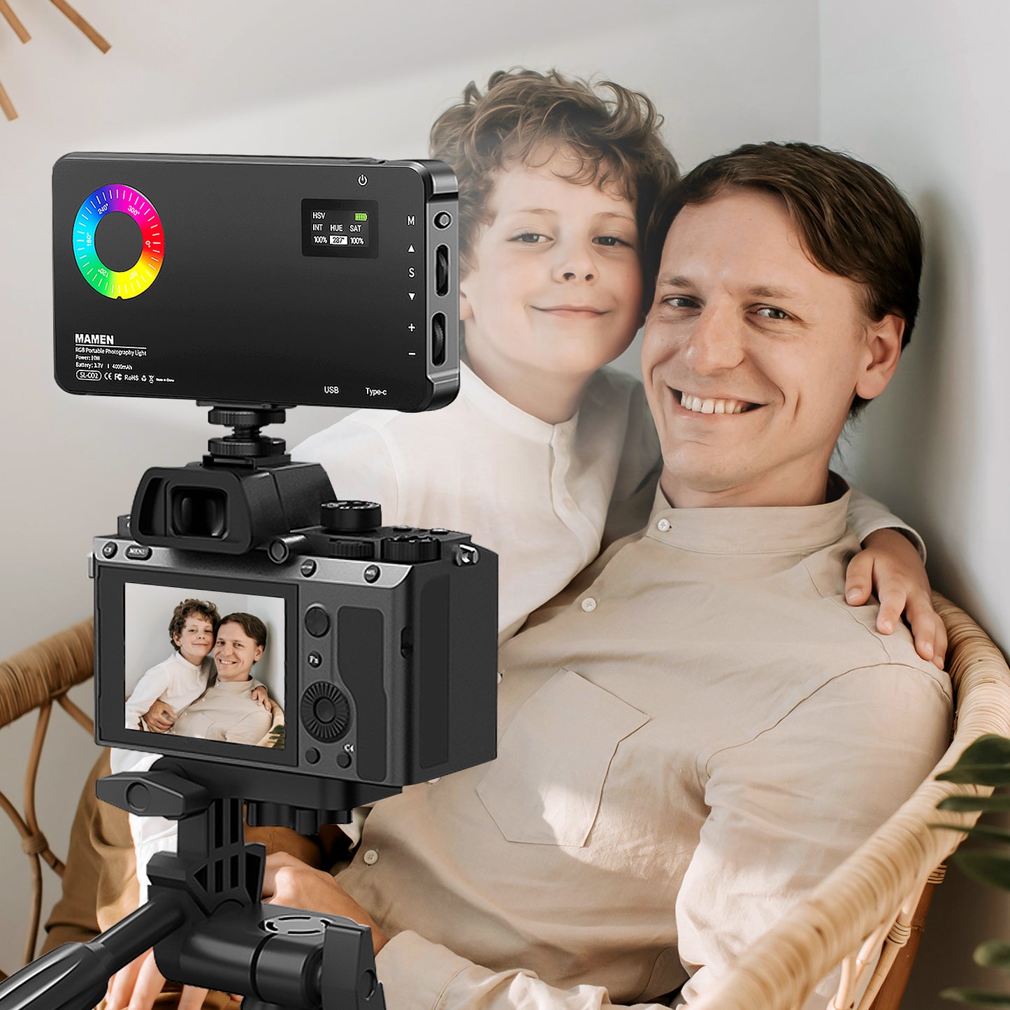 RGB selfie fill light with desk holder suitable for family