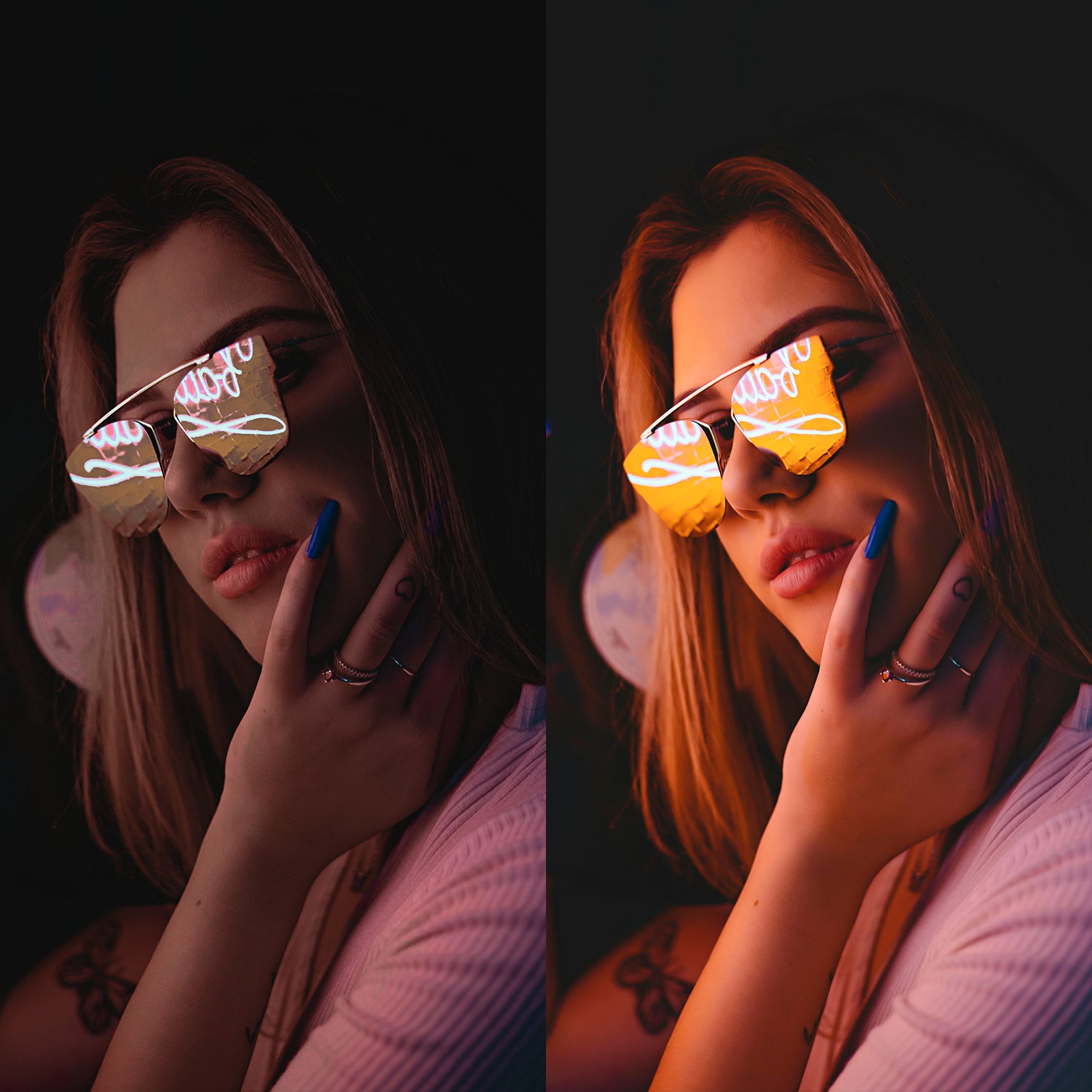 Before and After Comparison of SELFIEPLANNER's Ring Light Effect