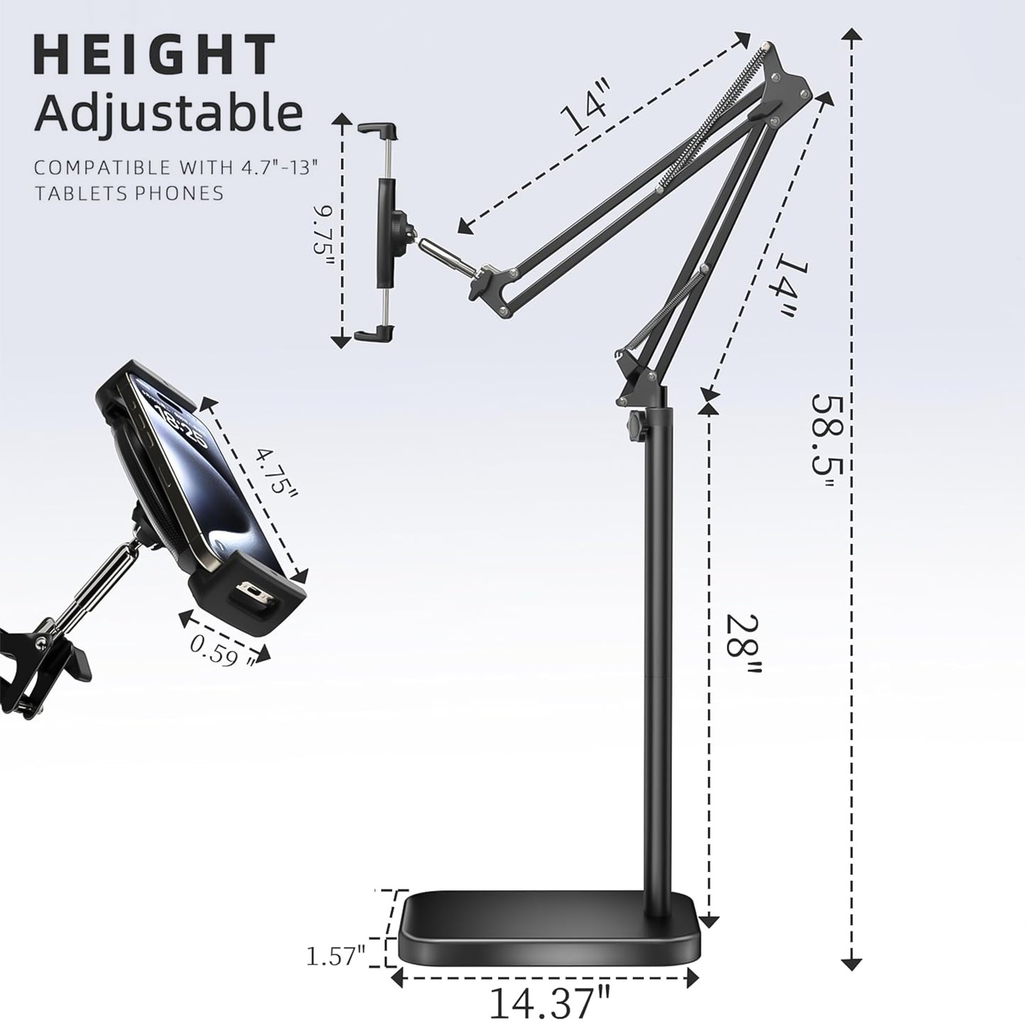 Tablet Floor Stand with 11lb Stable Base