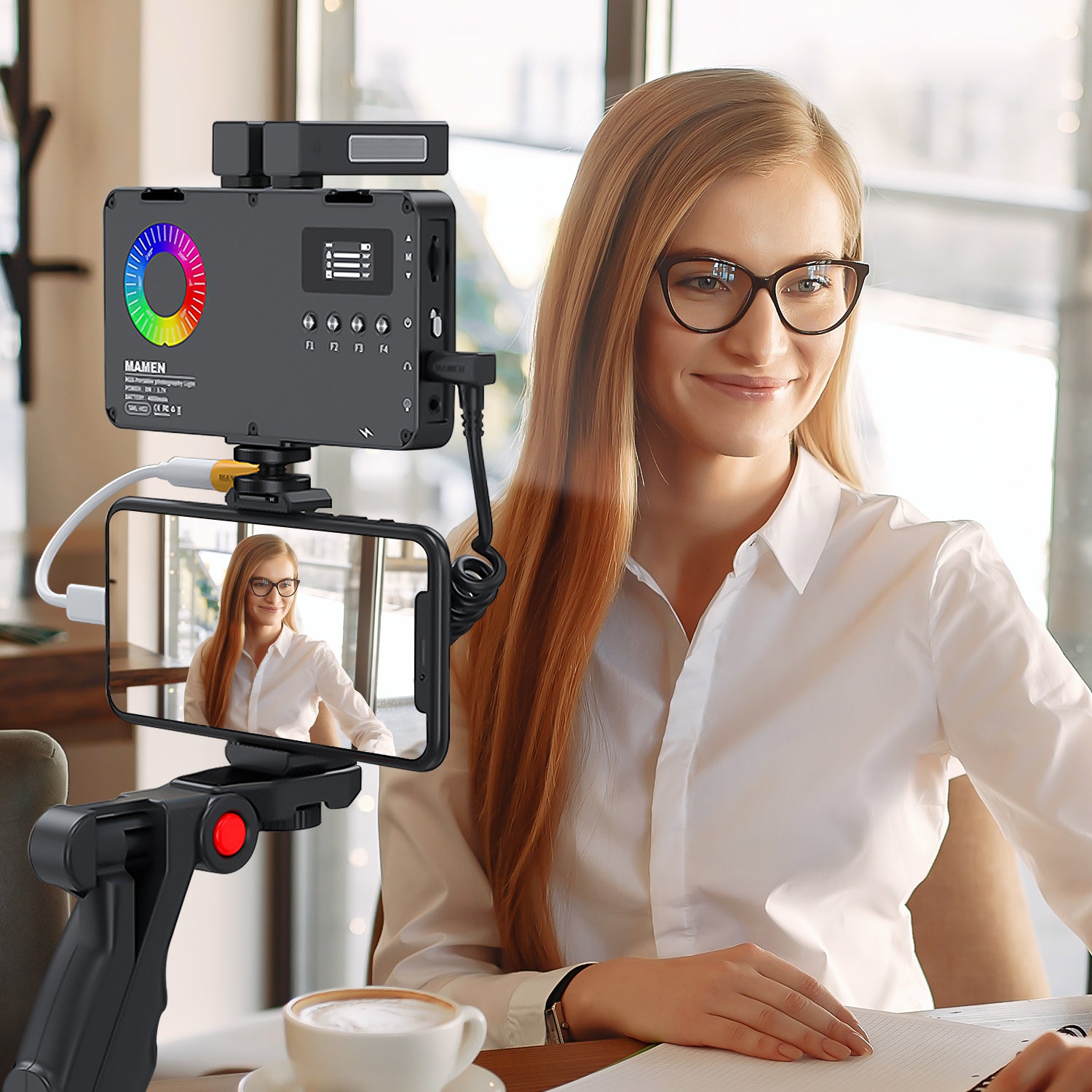 RGB protable photography light with microphone - selfieplanner